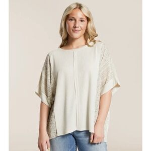 Buckle Daytrip Top Women's Large Pieced Pointelle Floral Shirt Crochet Cream New